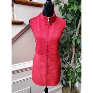 Jones NewYork Women's Red Polyester Sleeveless Full Zip Front Vest Size L